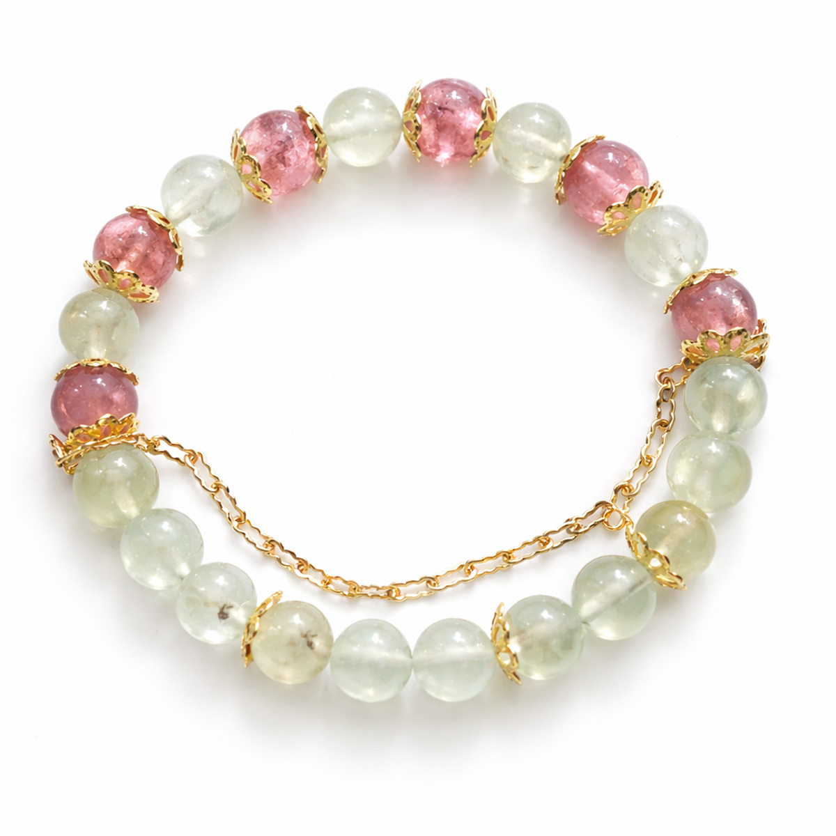 clear-strawberry-olivine-crystal-bracelet-gold-chain