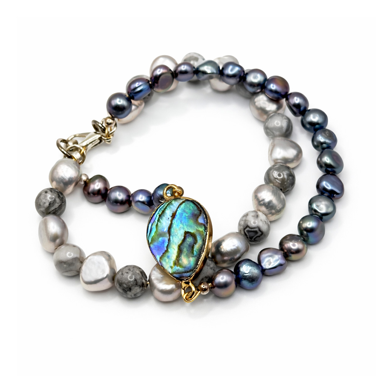 ocean-abalone-dark-gray-pearl-double-bracelet-front