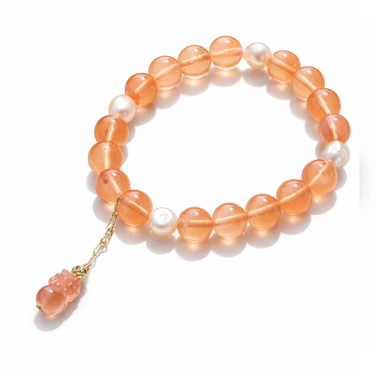 orange-red-agate-bracelet-pixiu-detail-white-background