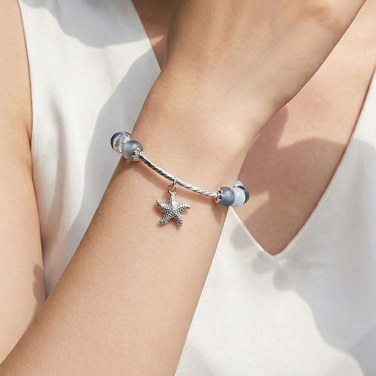 ocean-blue-agate-starfish-bracelet-lifestyle-wear