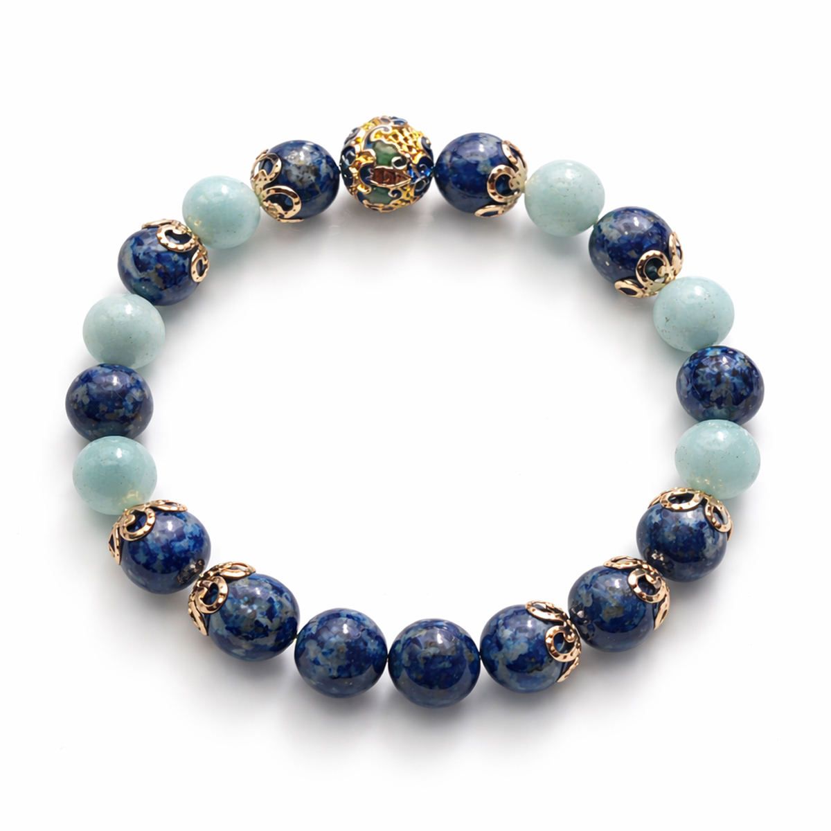 cloisonne-lapis-lazuli-amazonite-bracelet-gold-bead