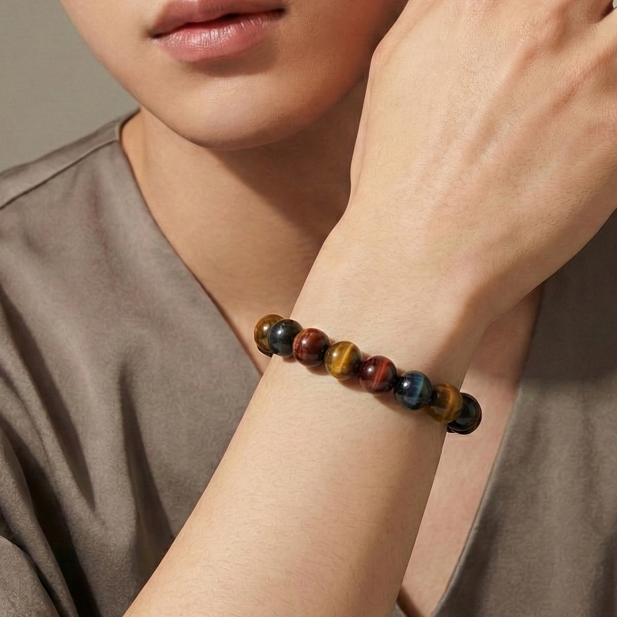 triple-tigers-eye-five-elements-bracelet-wearing
