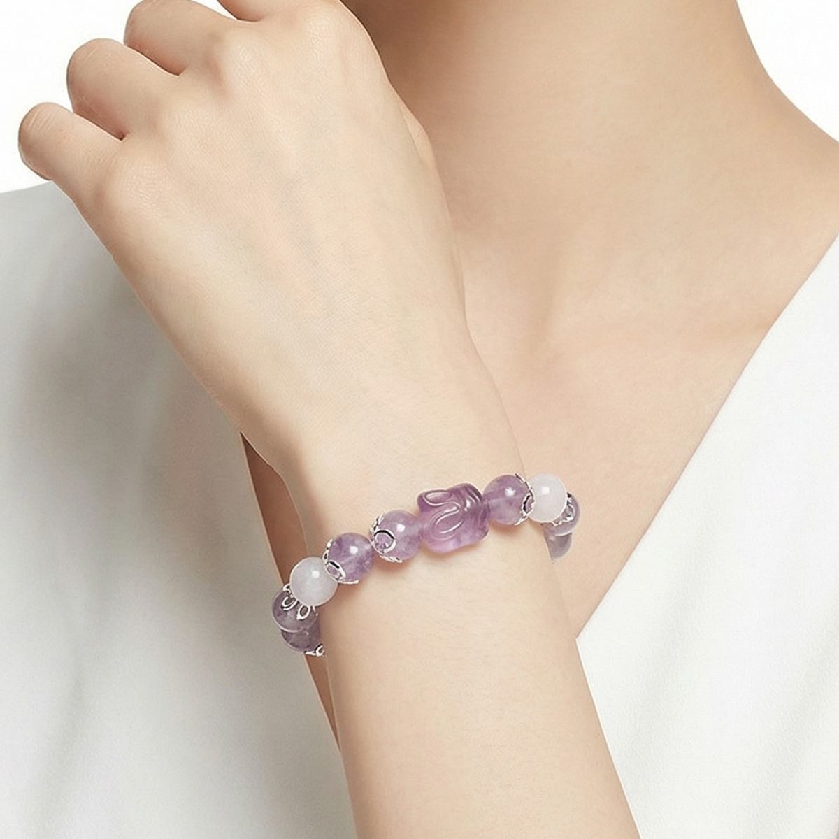 lavender-amethyst-bunny-crystal-bracelet-wear