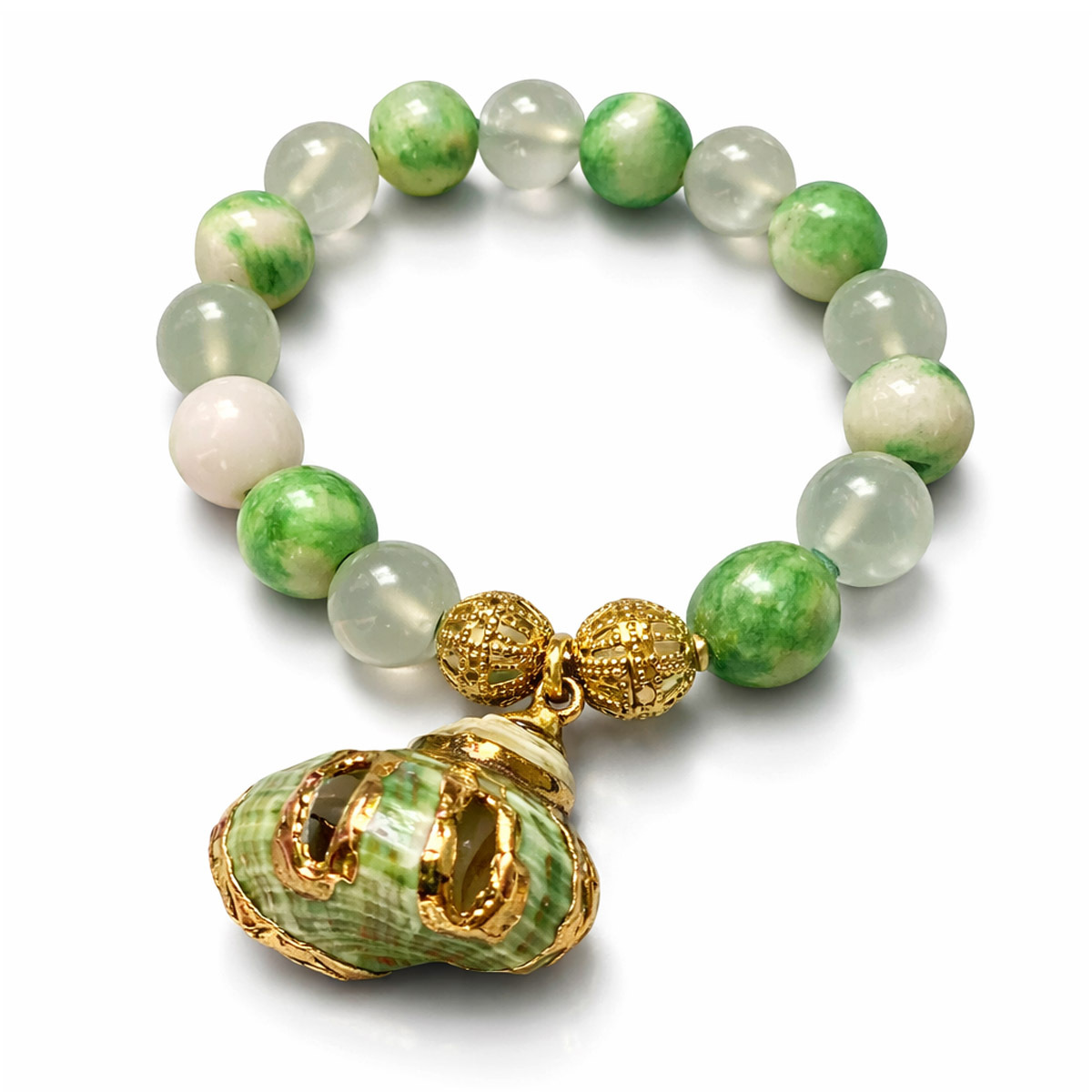 green-jadeite-chalcedony-gold-shell-bracelet-product