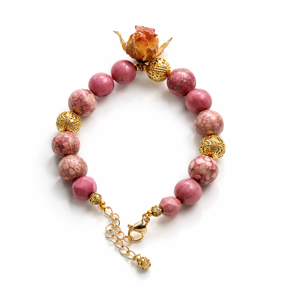 rose-coral-stone-gold-bracelet-front