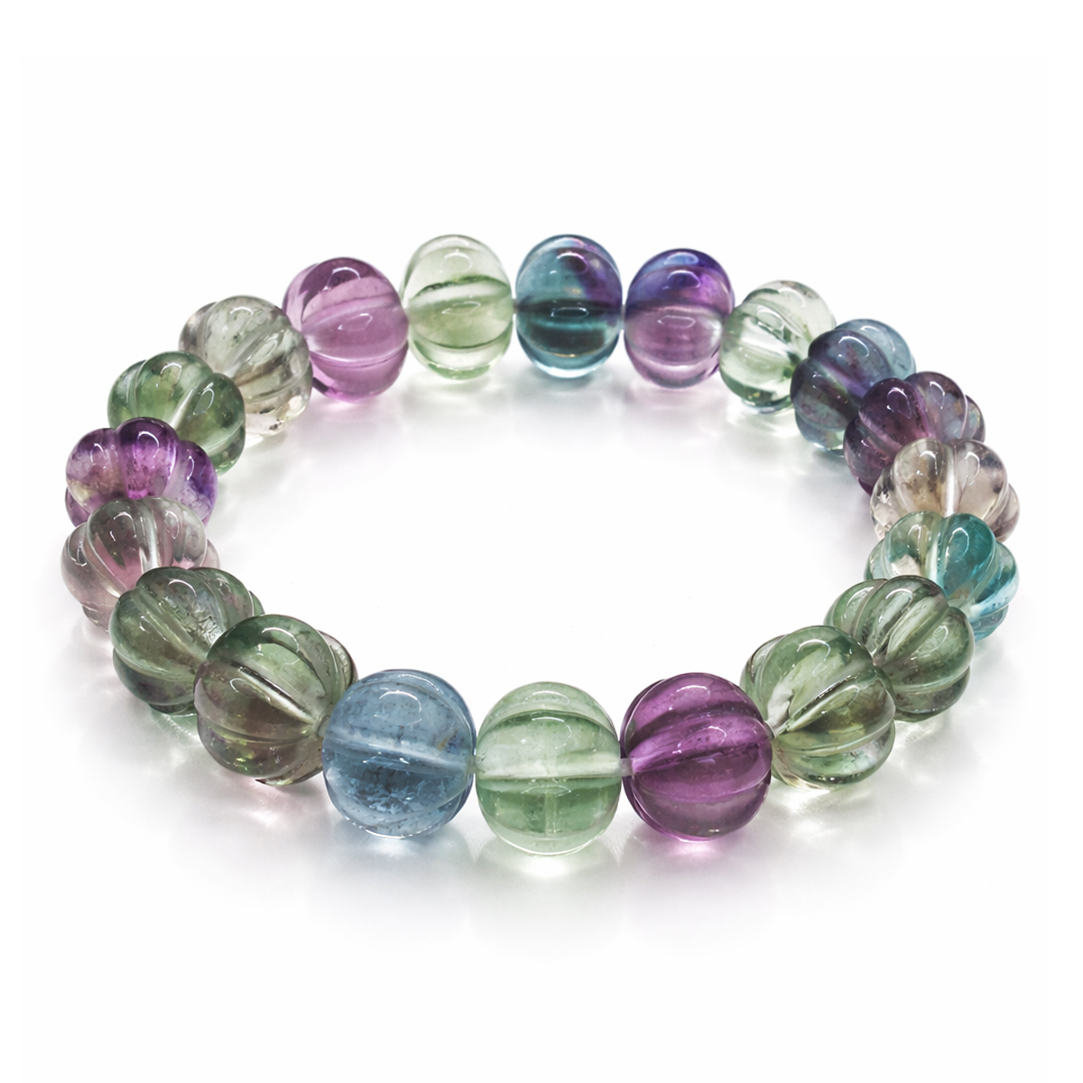 rainbow-fluorite-pumpkin-faceted-bracelet-white-backgroun