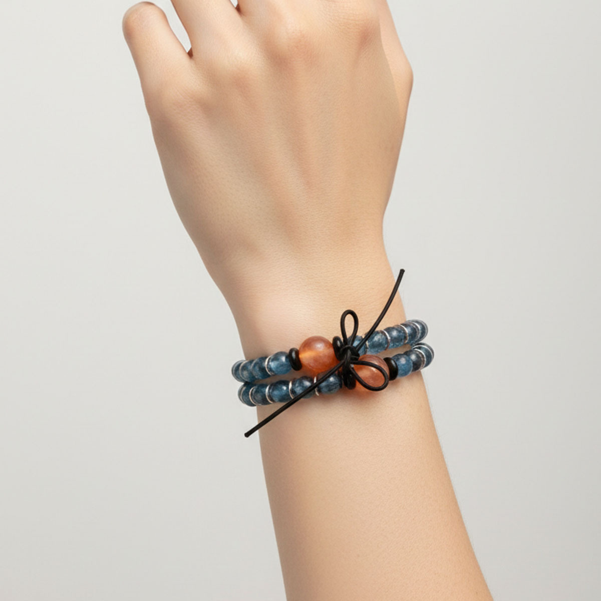 devil-aquamarine-sunstone-double-bracelet-wearing