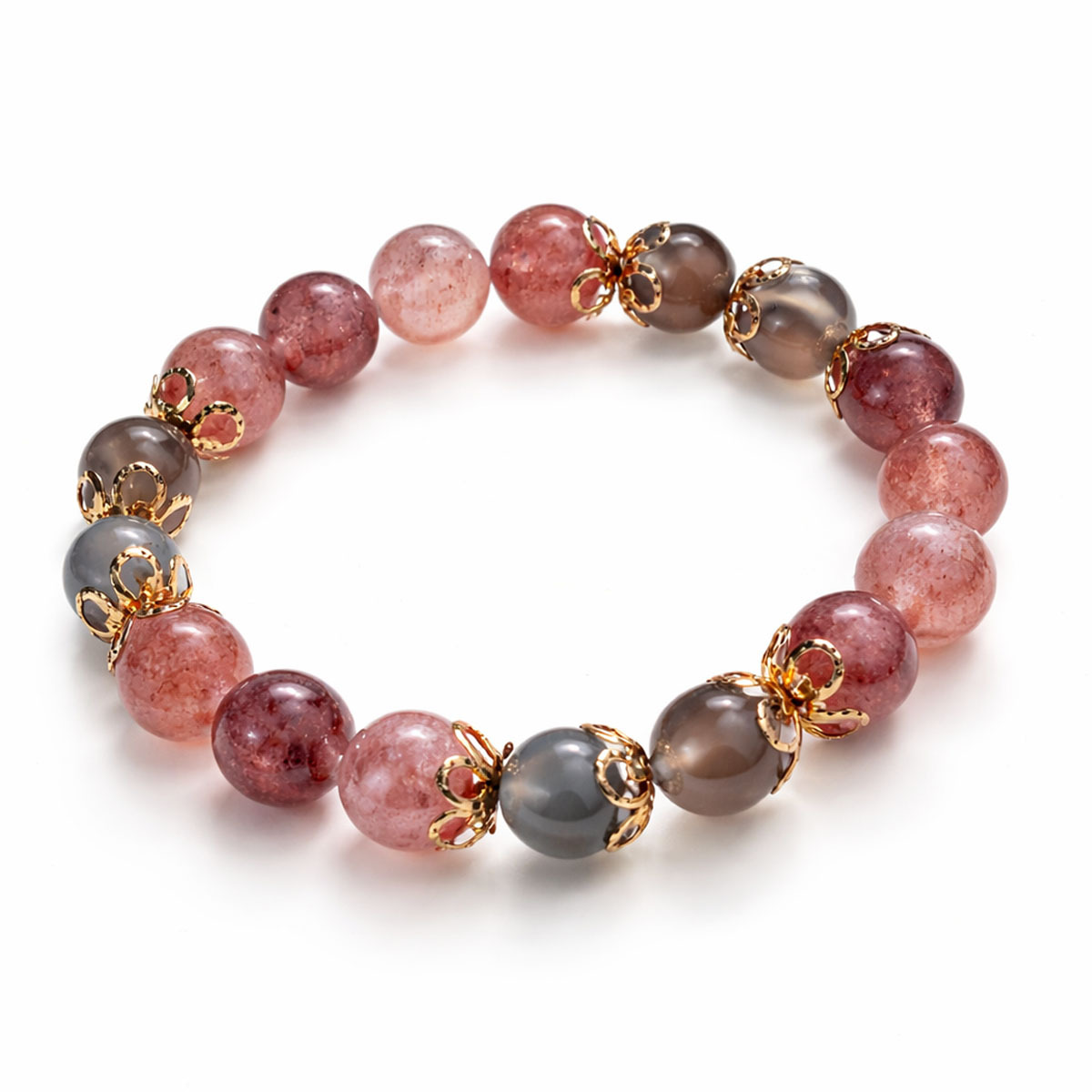 strawberry-smoky-quartz-flower-bracelet-white-background