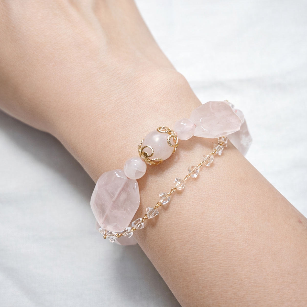 crystal-rose-quartz-frosty-pink-bracelet-wear