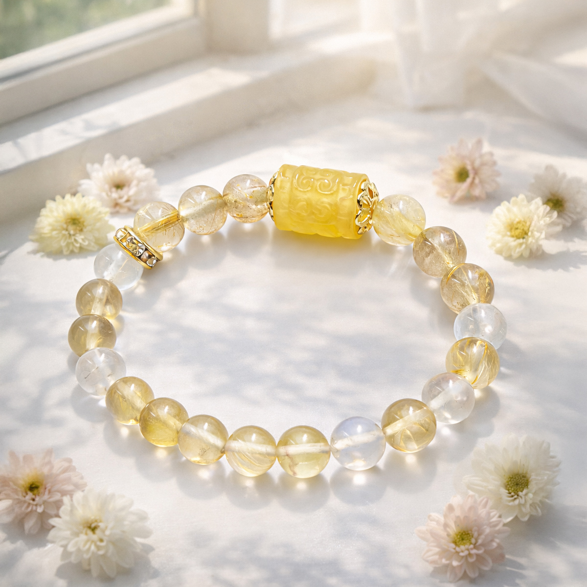 crystal-titanium-rutilated-quartz-moonstone-yellow-fluorite-bracelet-window-morning