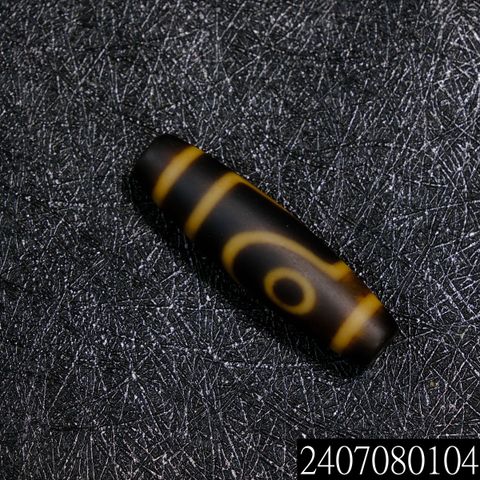 牙黃老料如意二眼天珠– 添晴天珠文玩龍宮舍利