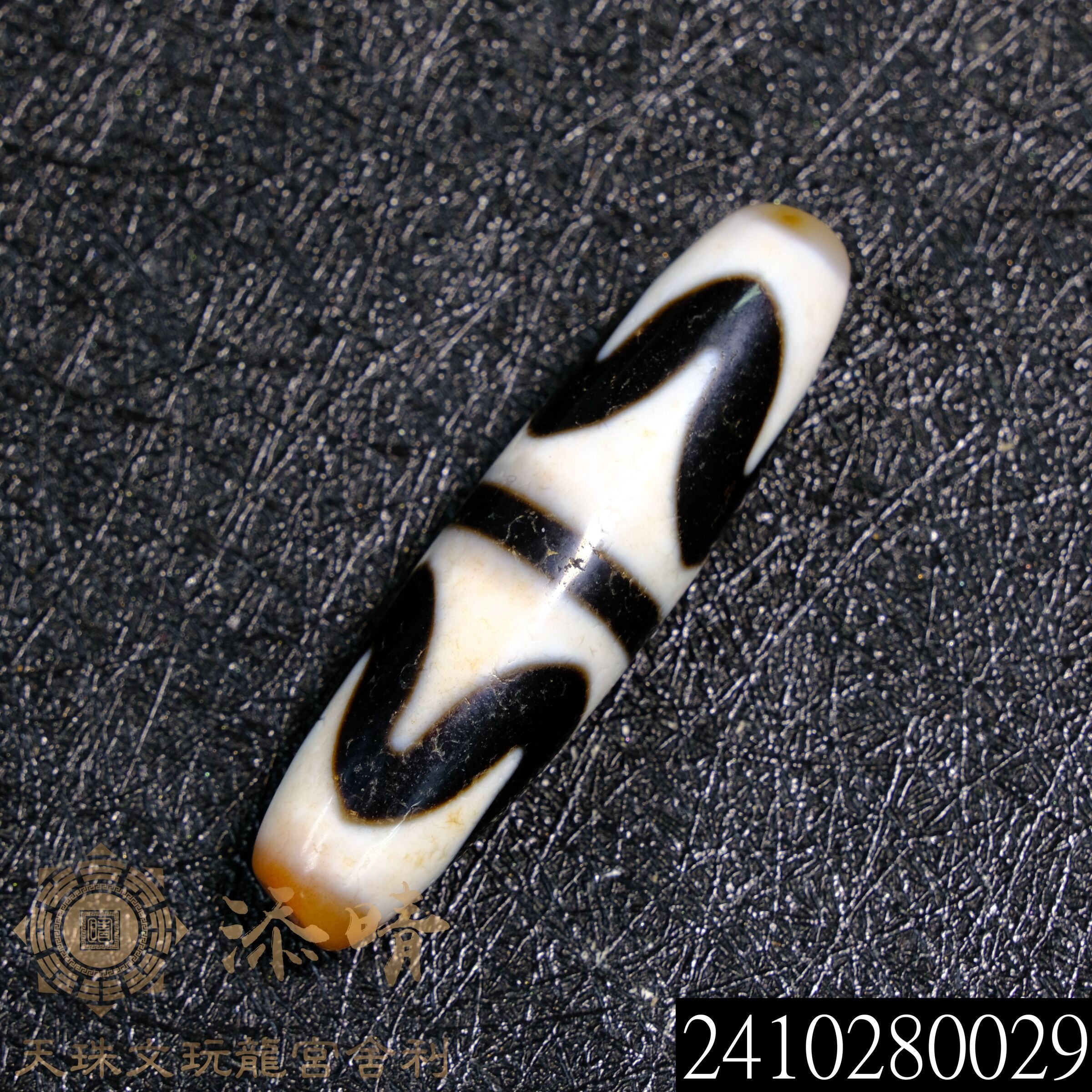 小年分珠砂老料雙虎牙天珠– 添晴天珠文玩龍宮舍利