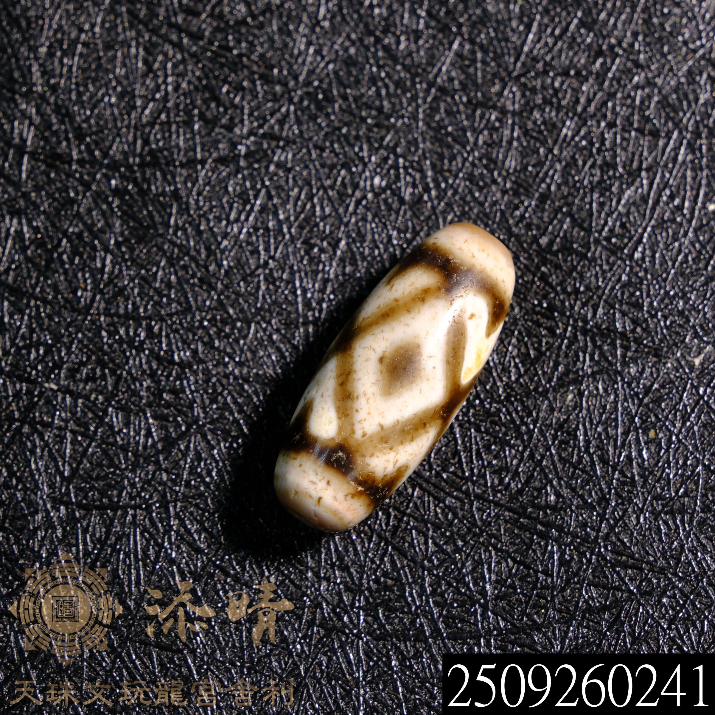 小年份型二老黑珠品項虎牙金剛三眼天珠– 添晴天珠文玩龍宮舍利