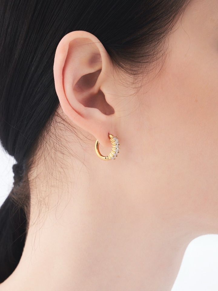 金色方鑽耳垂耳環 Flame Earrings