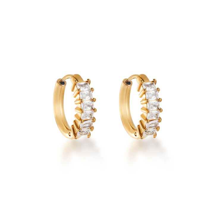 金色方鑽耳垂耳環 Flame Earrings