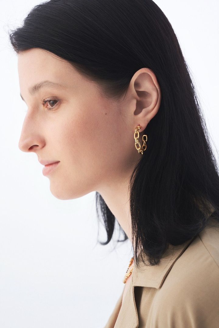 硬金古銅耳環 Gold Chain Hoop Earrings