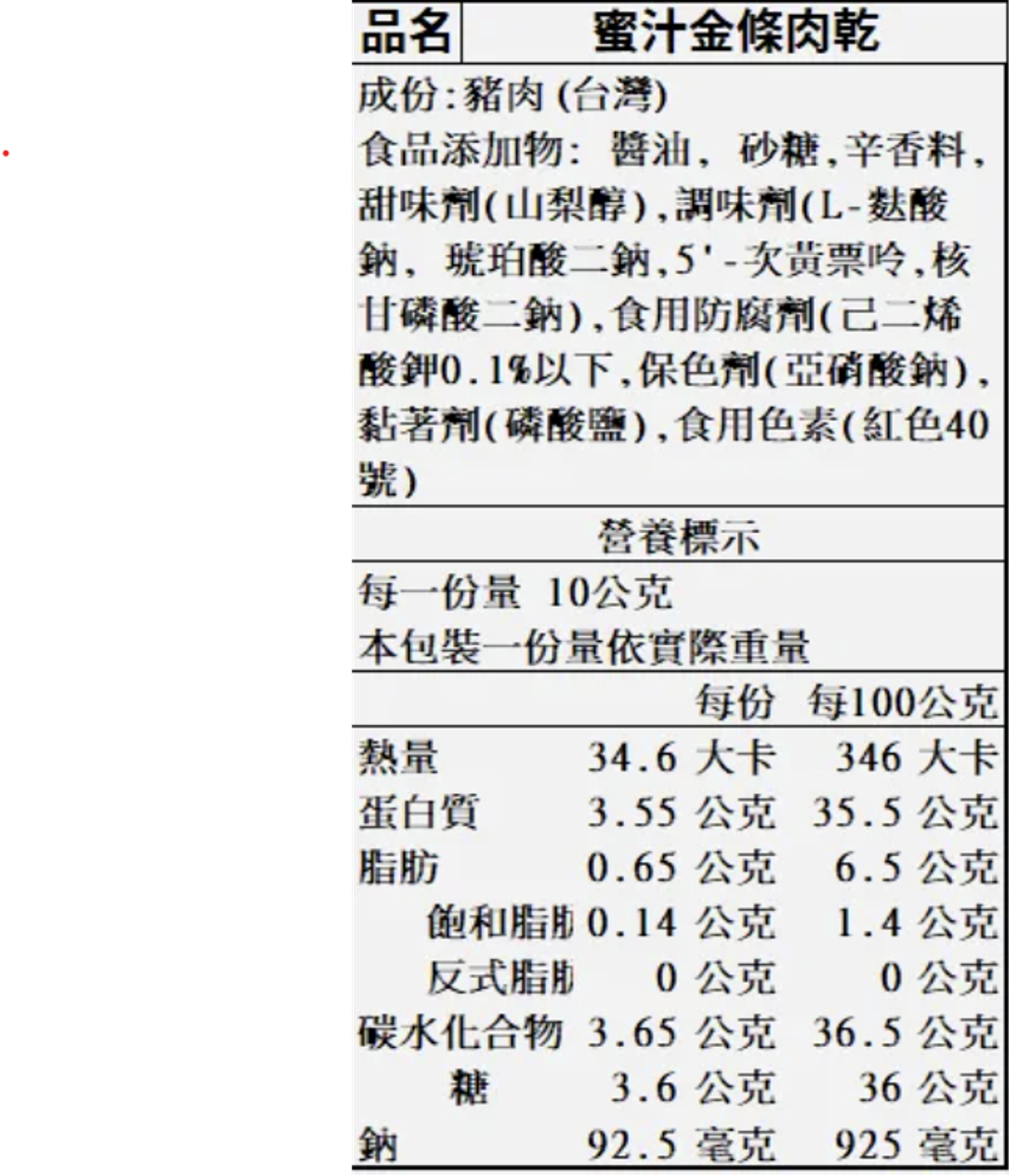 蜜汁金條肉乾