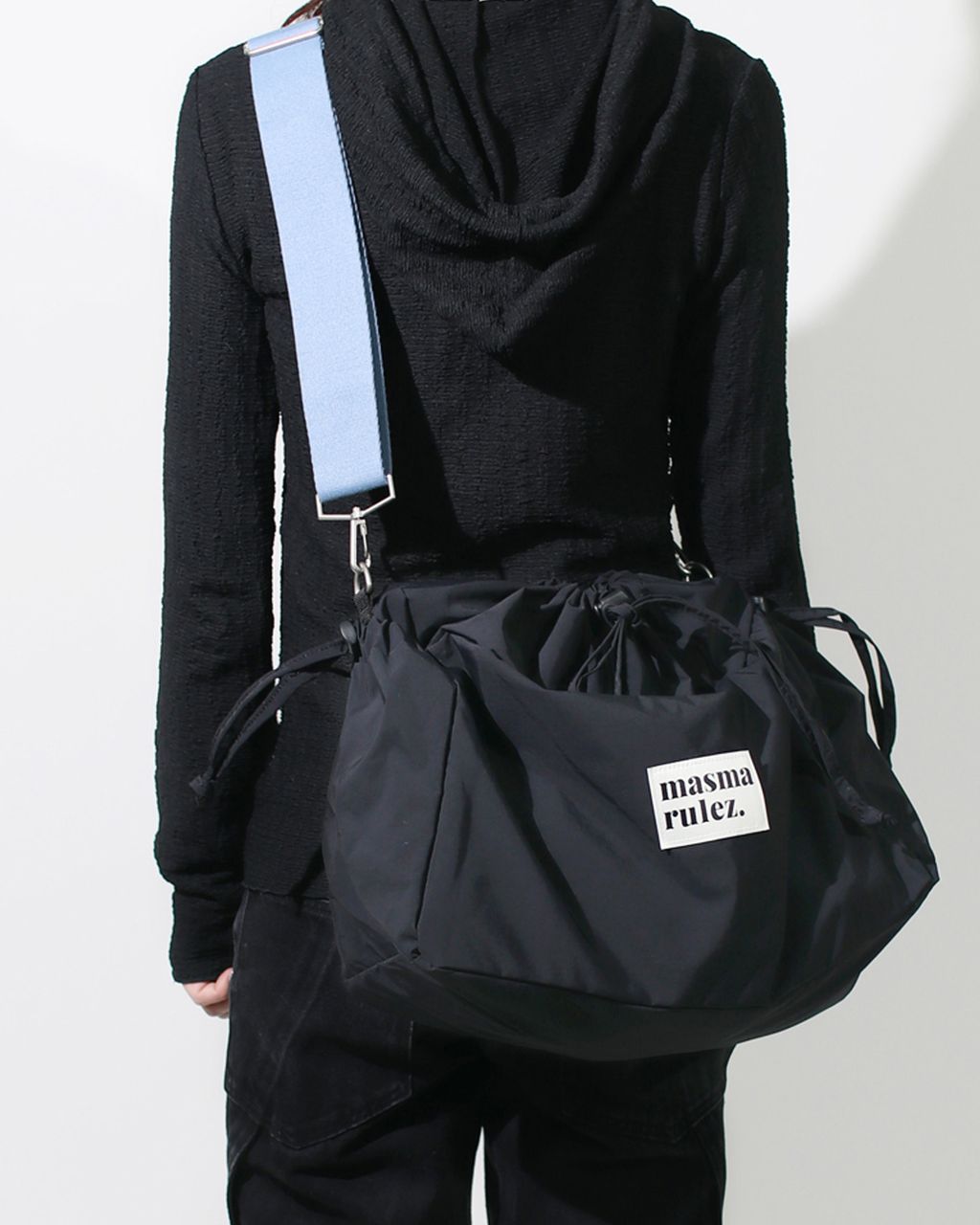 masmarulez☆Daily string bobu bag Black MASMARULEZ DAILY STRING BOBU BAG-BLACK 尼龍黑抽繩波布包– XOX