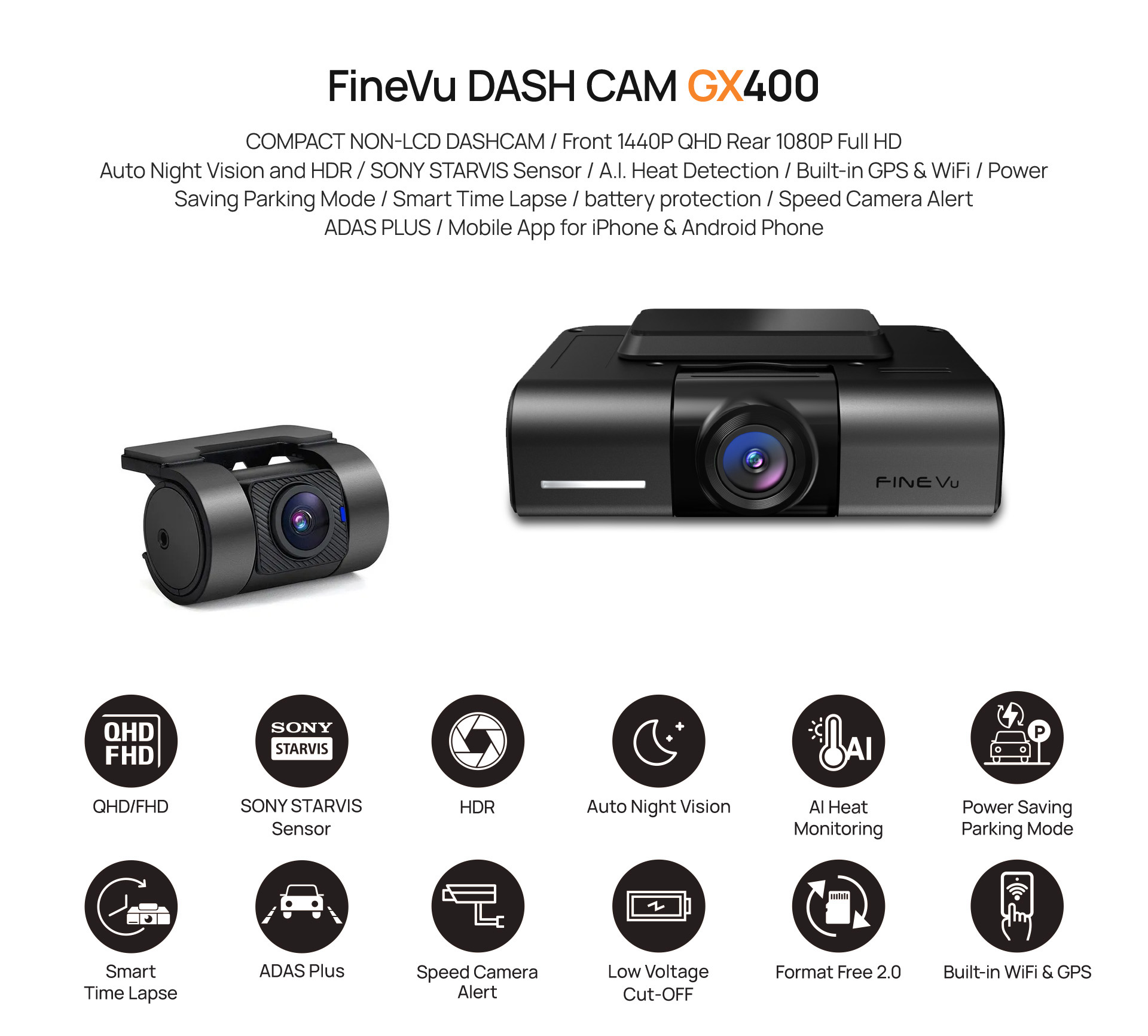 FineVu DASHCAM GX400 2K QUAL HD-1