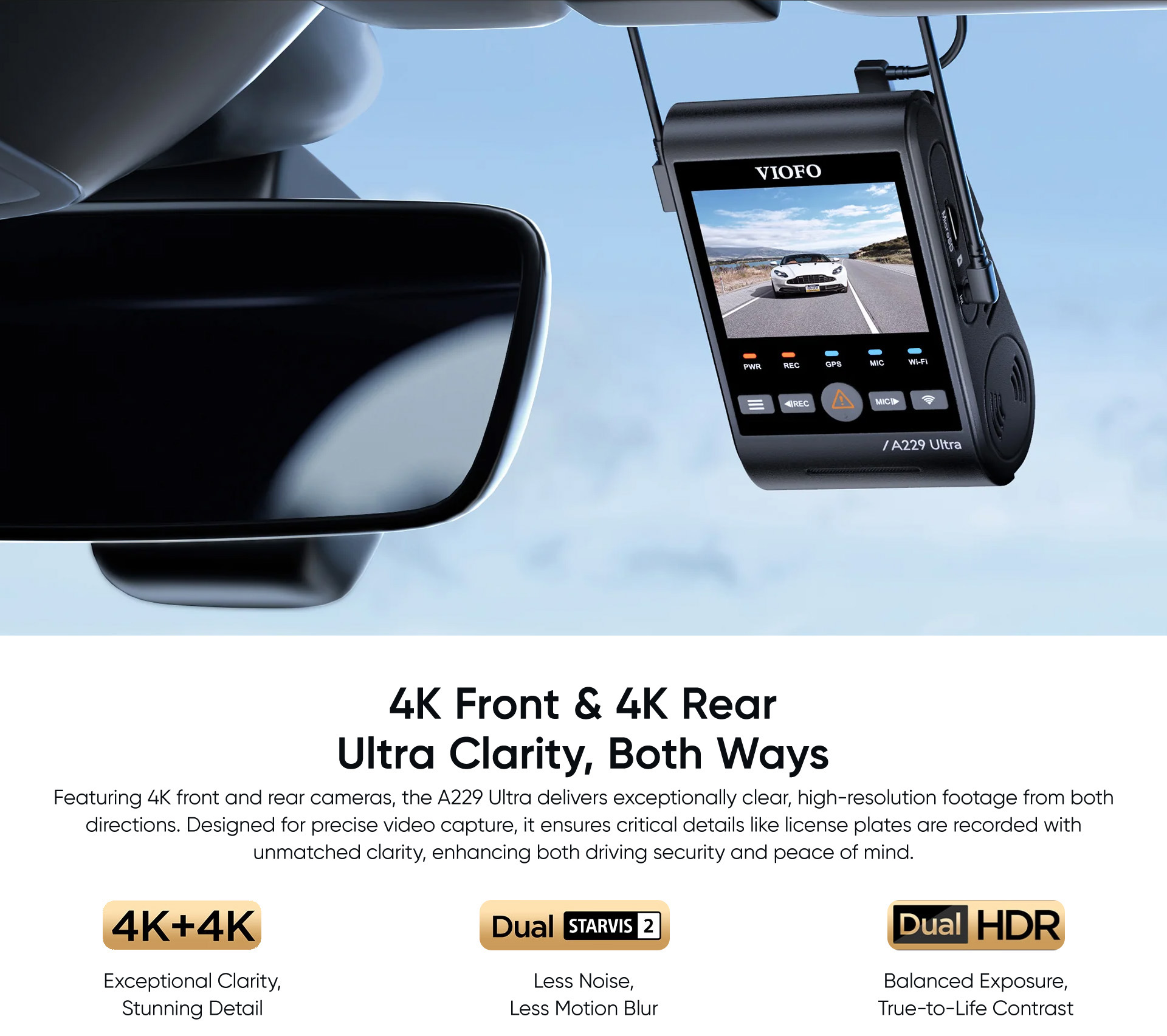 viofo 4K A229 ultra dashcam 3CH-4