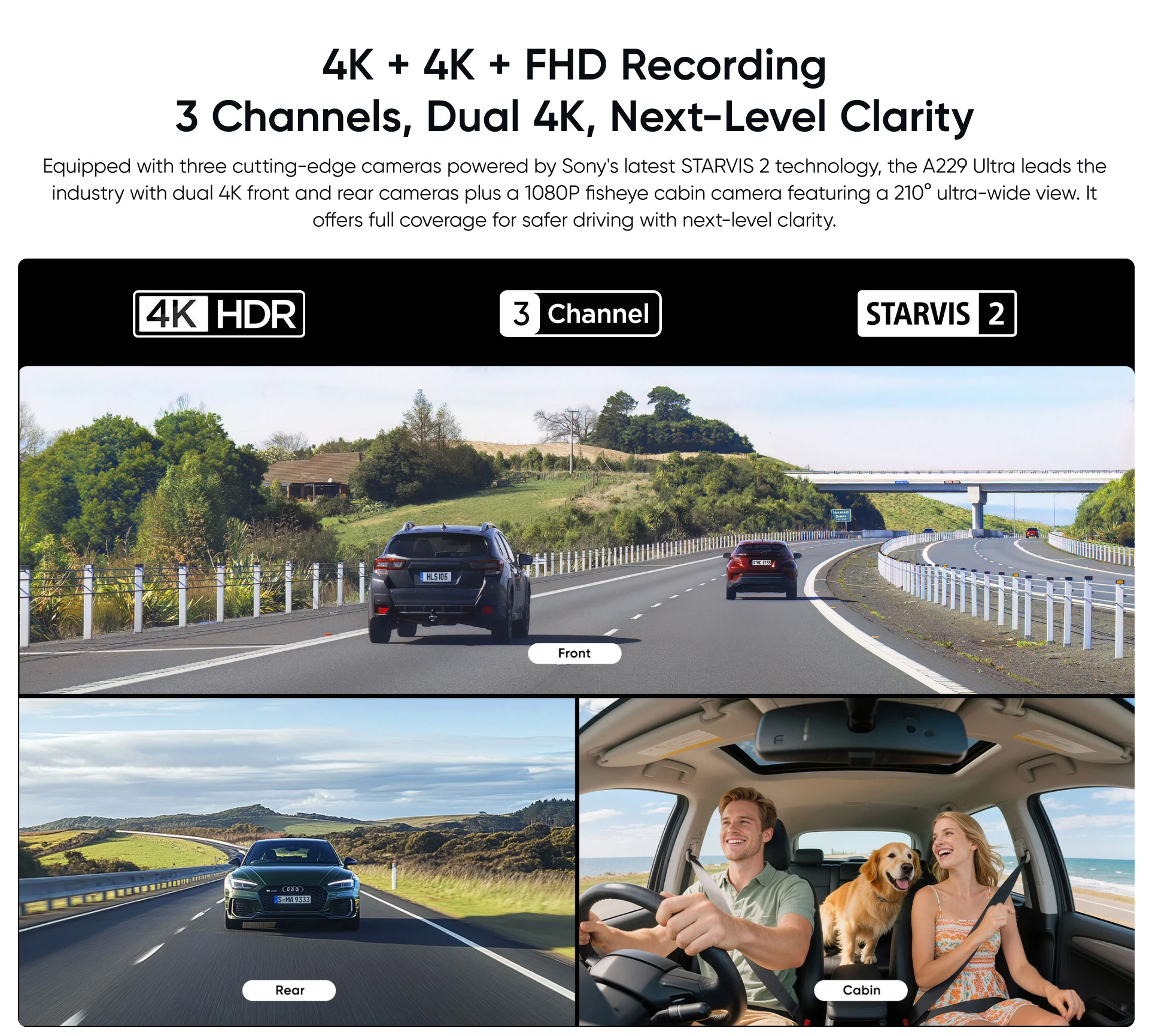 viofo 4K A229 ultra dashcam 3CH-2