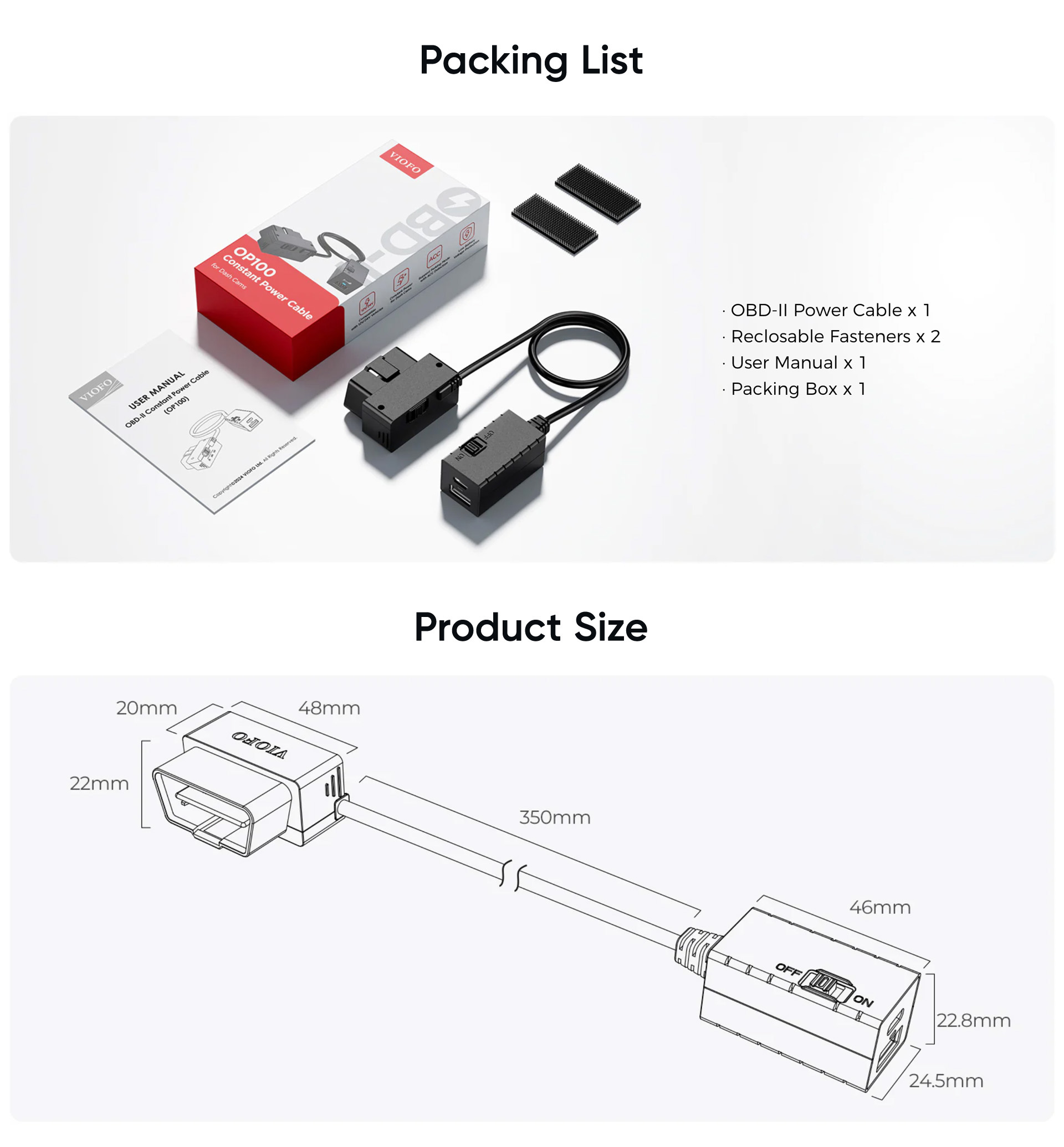 viofo Power cable op100-6