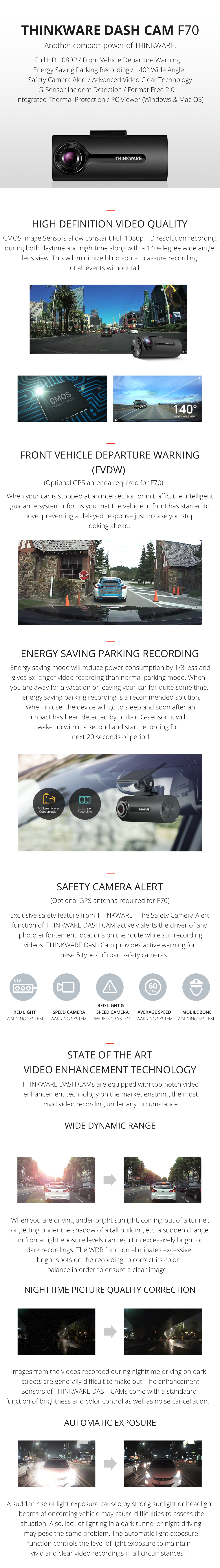 Thinkware F70︱1 CH︱8GB︱Full HD︱Parking Surveillance Dash Cam – Sicurez