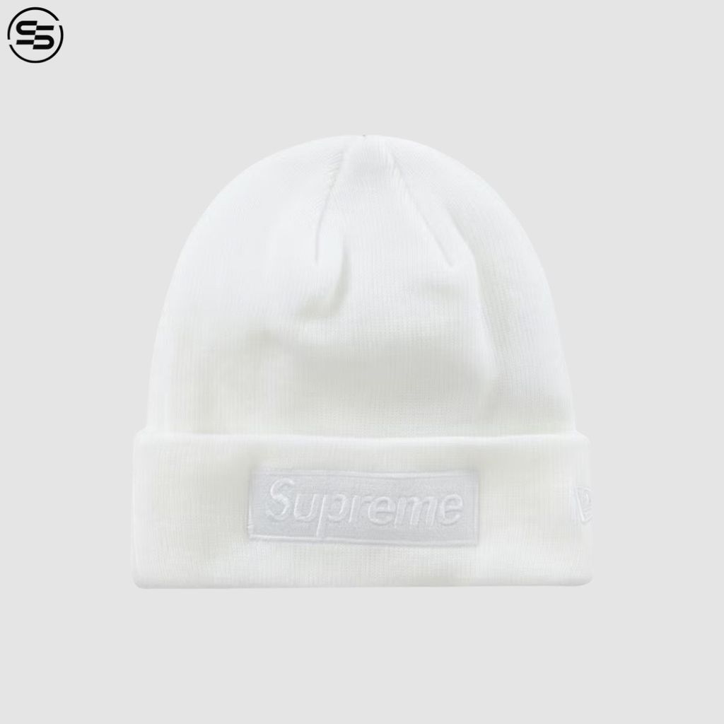 Supreme New Era Box Logo Beanie-White-FW23BN26-0888977002476