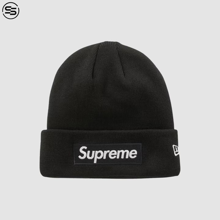0888977002407-Supreme New Era Box Logo Beanie-Black-FW23BN26