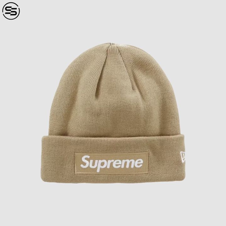 Supreme New Era Box Logo Beanie-Dark Sand-FW23BN26-0888977002469