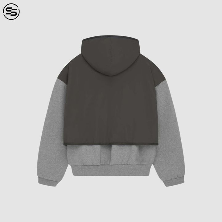 FEAR OF GOD ESSENTIALS-NYLON FLEECE HOODED SWEATER (INK/ DARK HEATHER)-202SP244323F