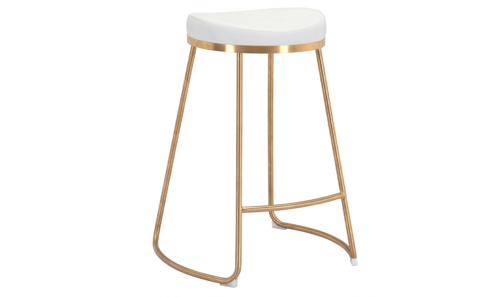 Bree Counter Stool White & Gold by Zuo Modern