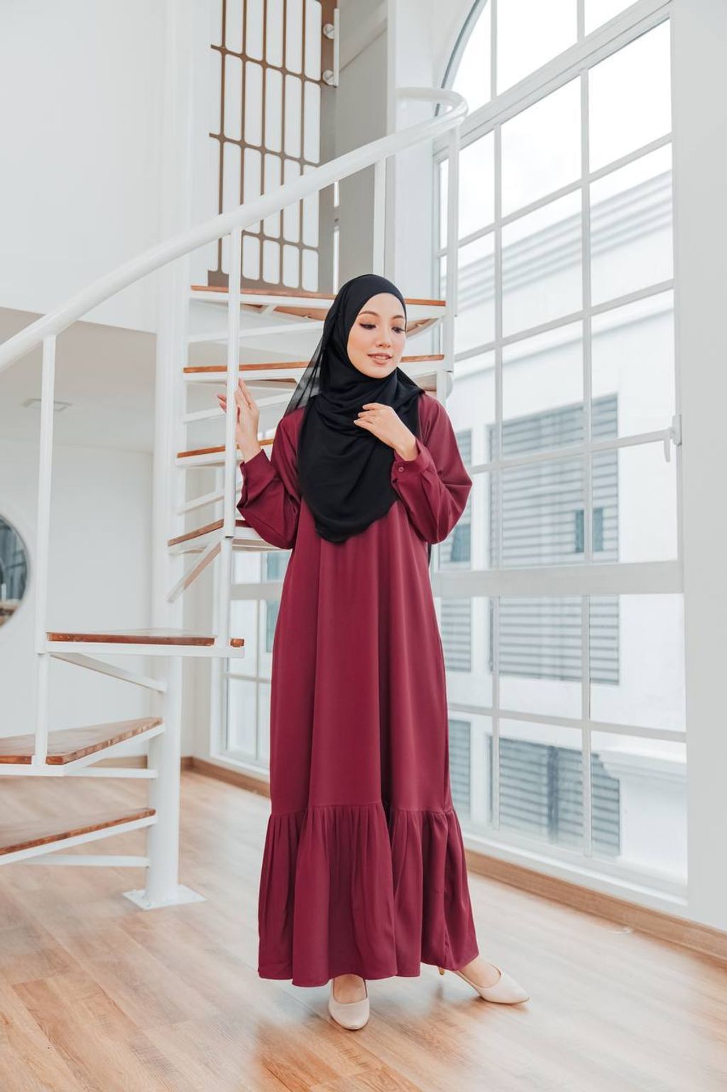 Maroon 2024 muslimah dress