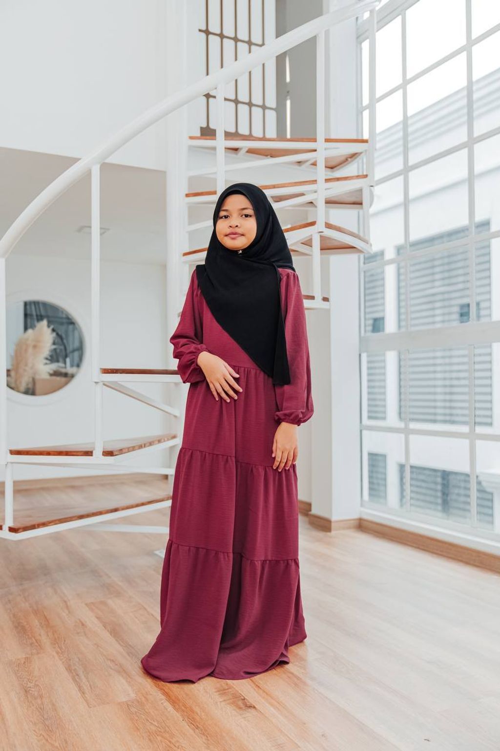 dress kanak kanak maroon