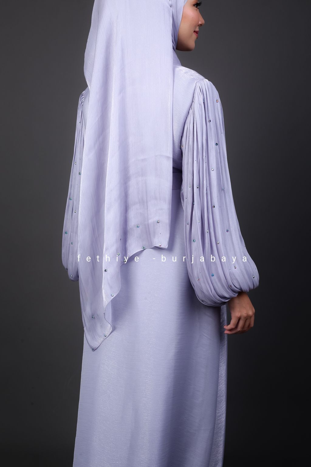 abaya jubah kenduri silver grey