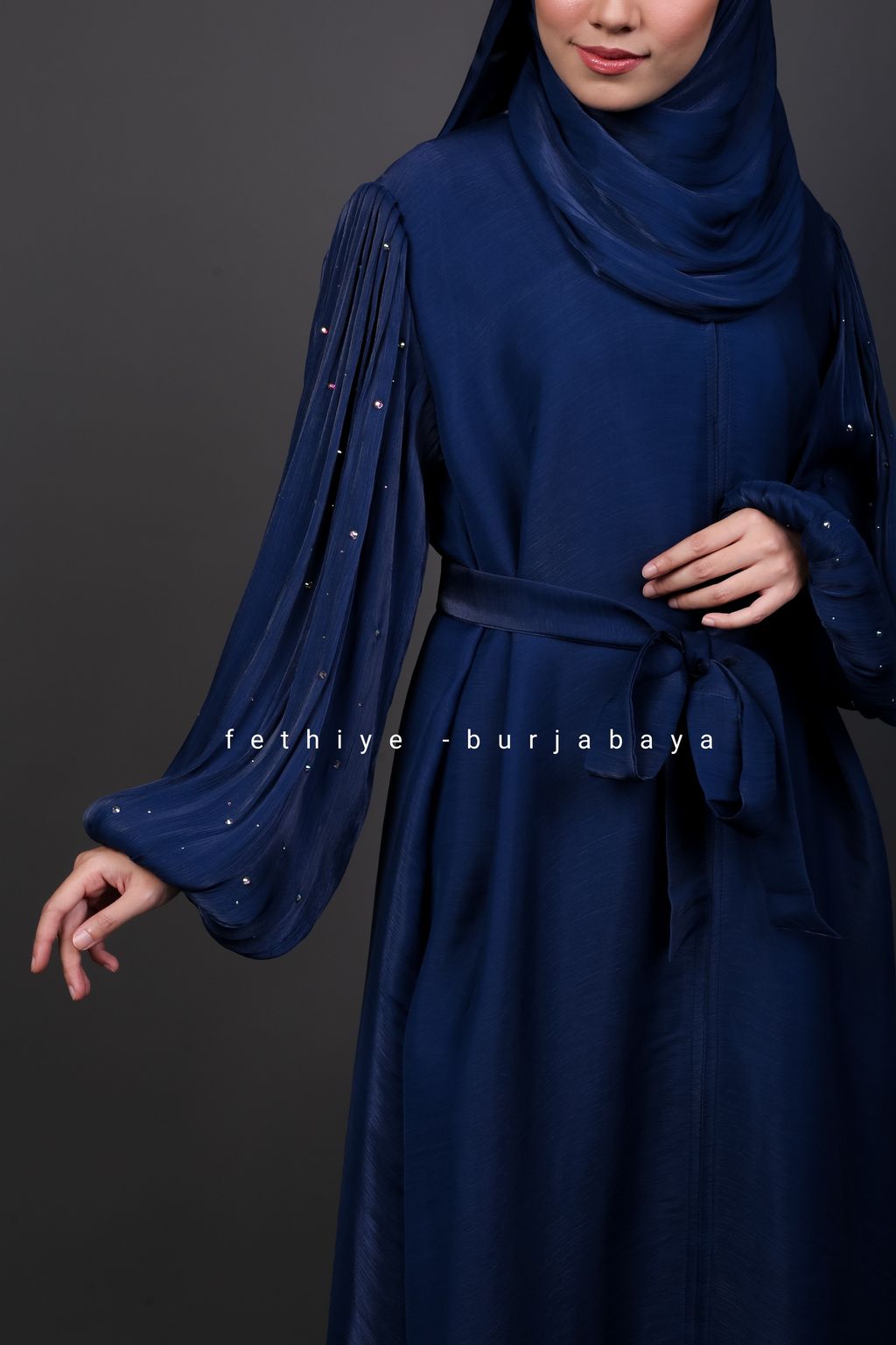 abaya lantern sleeve navy blue