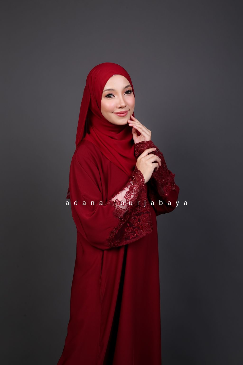 maroon red abaya