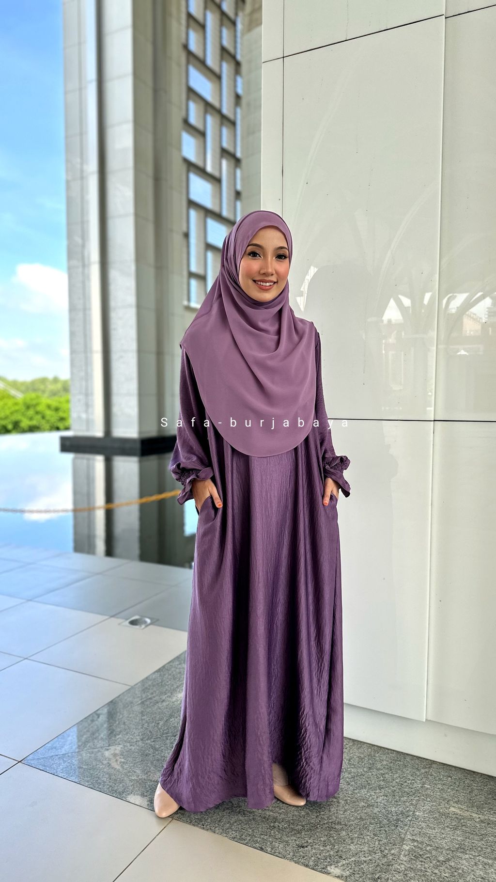 abaya ironless purple