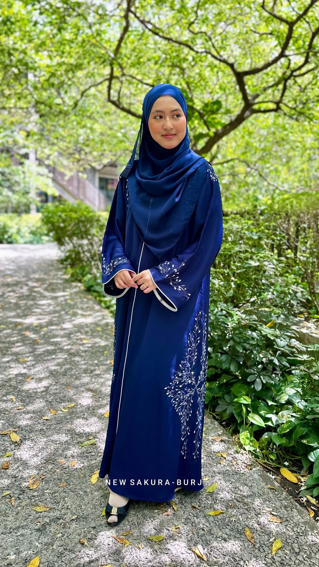 abaya sulam navy blue