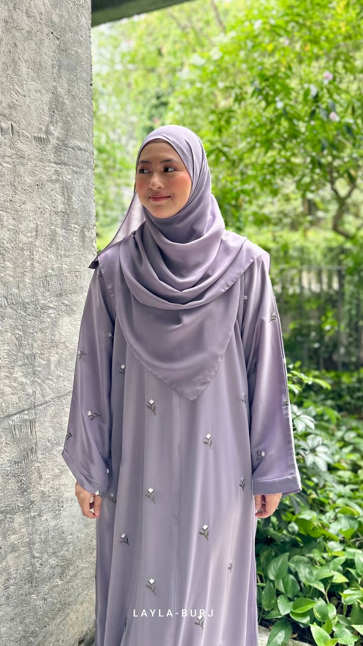 abaya sulam purple