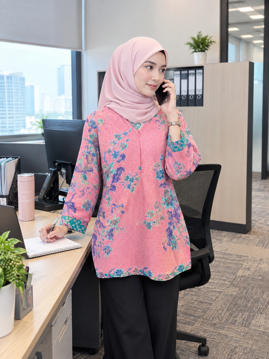Blouse Batik rona warna pink | Maryam Hannah