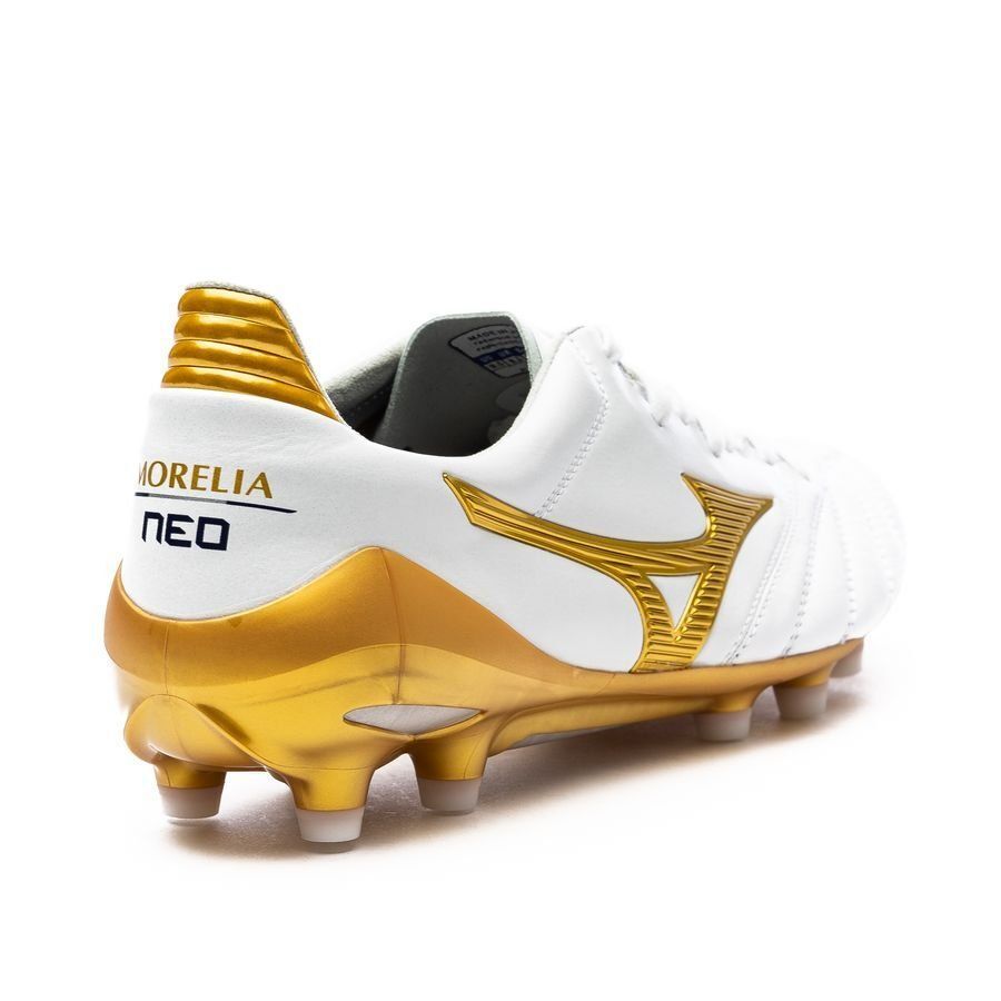 MIZUNO MORELIA NEO IV Elite - White/Gold – Futsal Chuteiras
