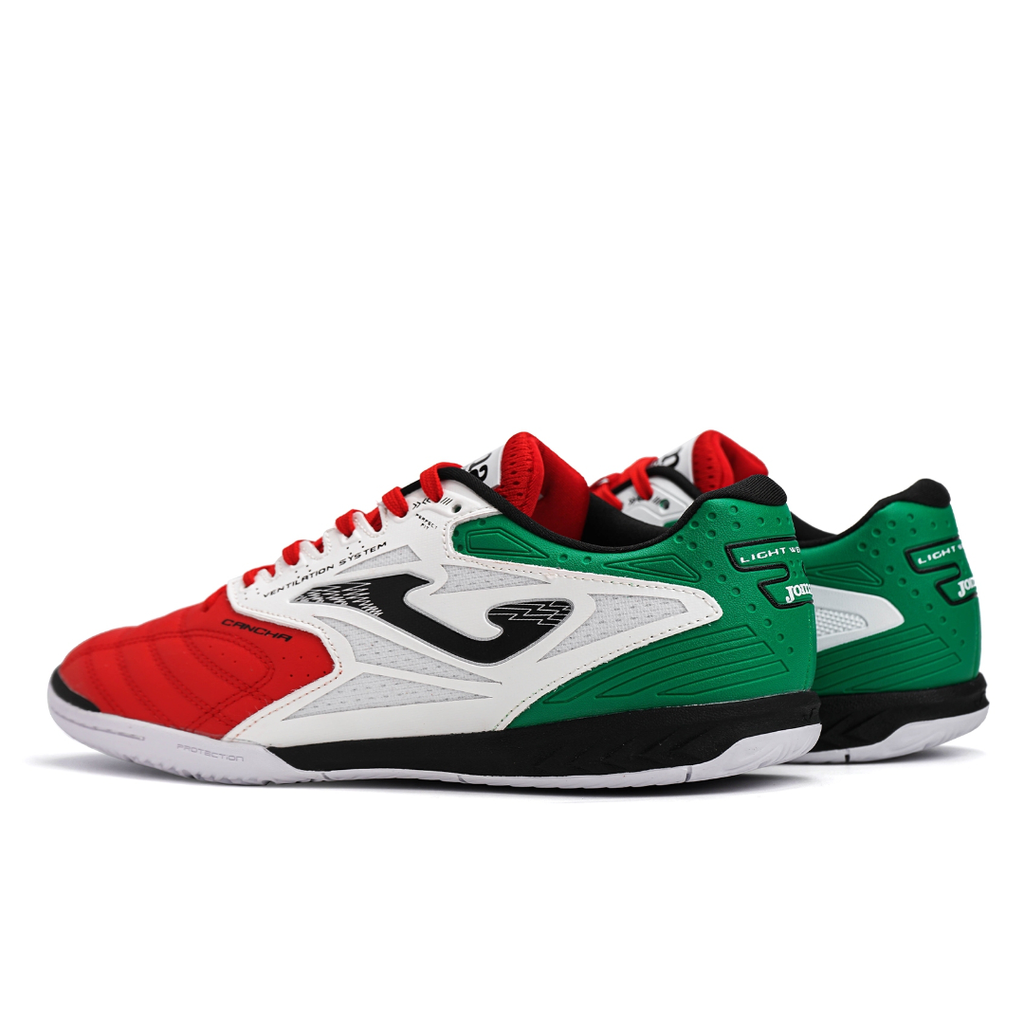 Joma Cancha 2216 White/Green/Red IN – Futsal Chuteiras