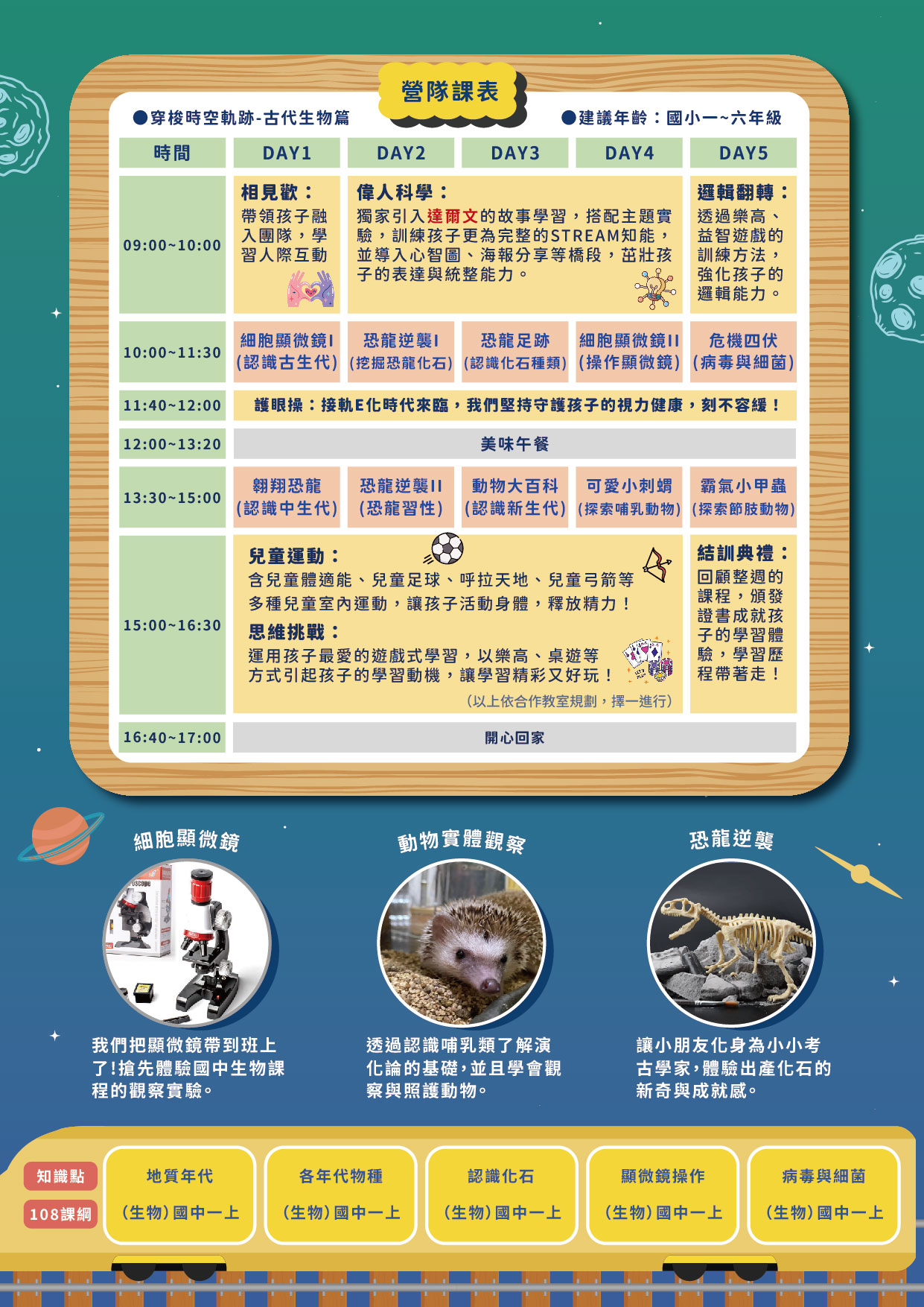 穿梭時空軌跡-古代生物篇-簡章_主題介紹(背面)