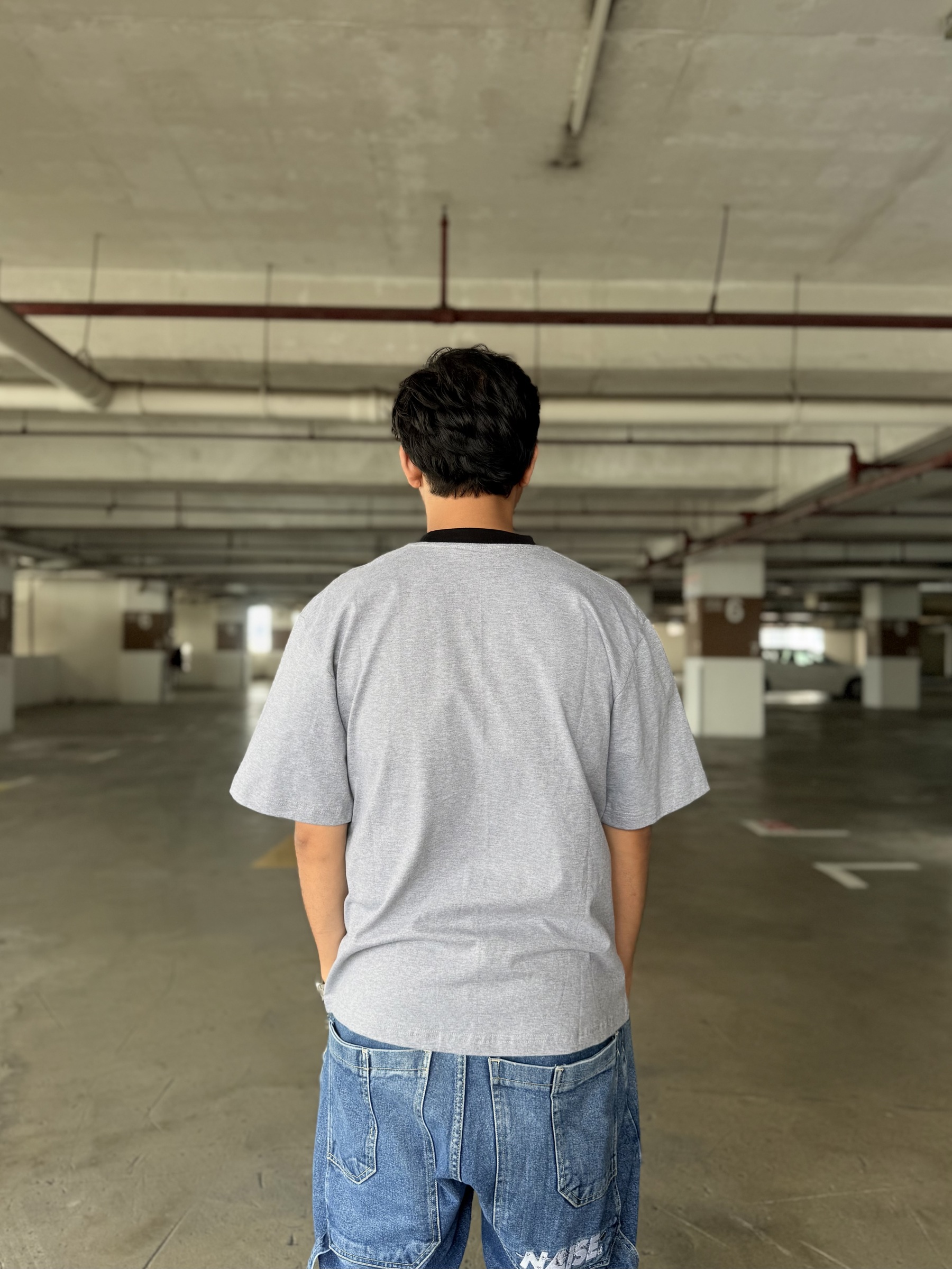 BASIC RINGER TEE GREY BLACK 3