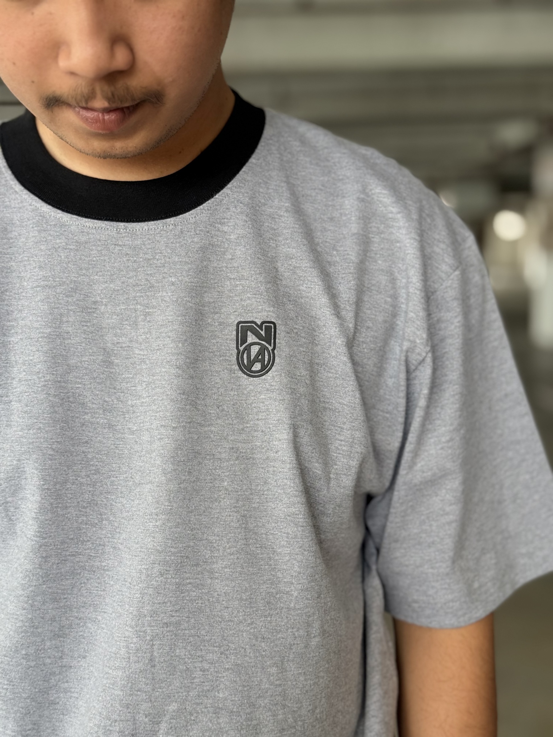 BASIC RINGER TEE GREY BLACK 2