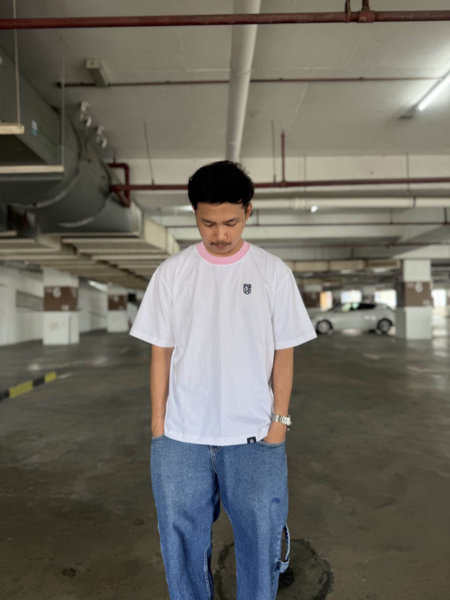 BASIC RINGER TEE WHITE PINK 1