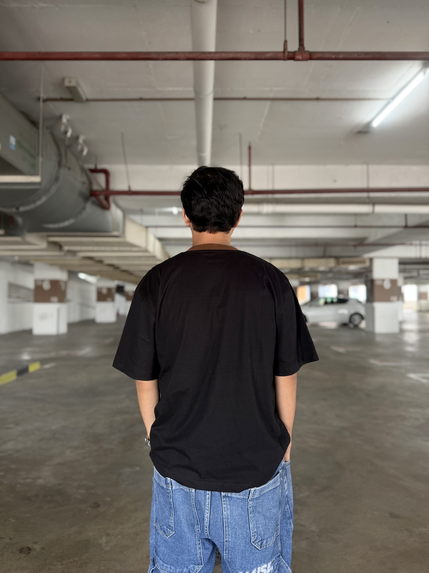 BASIC RINGER TEE BLACK BROWN 3