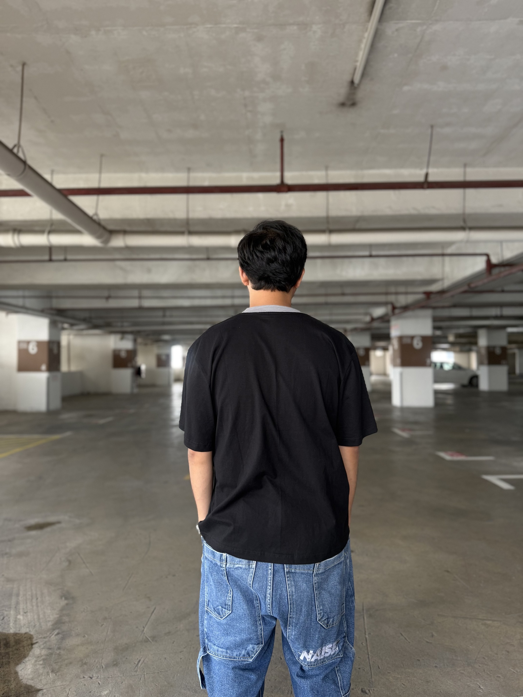 BASIC RINGER TEE BLACK GREY 3