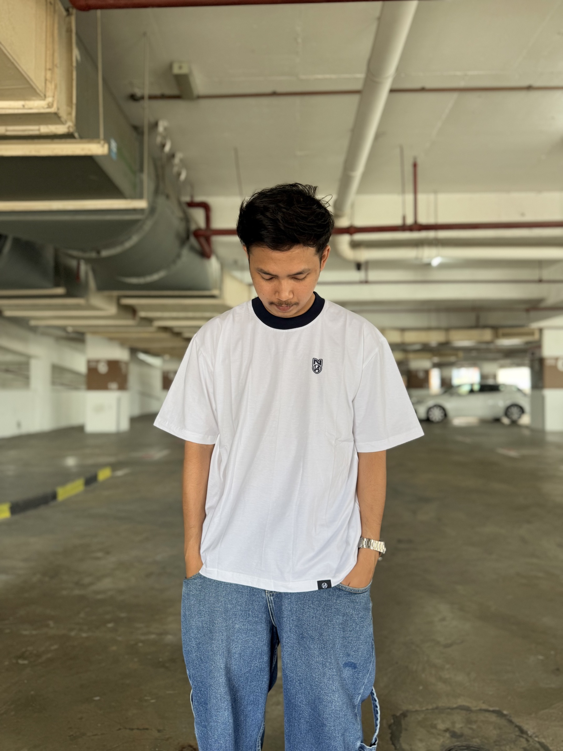 BASIC RINGER TEE WHITE NAVY 1